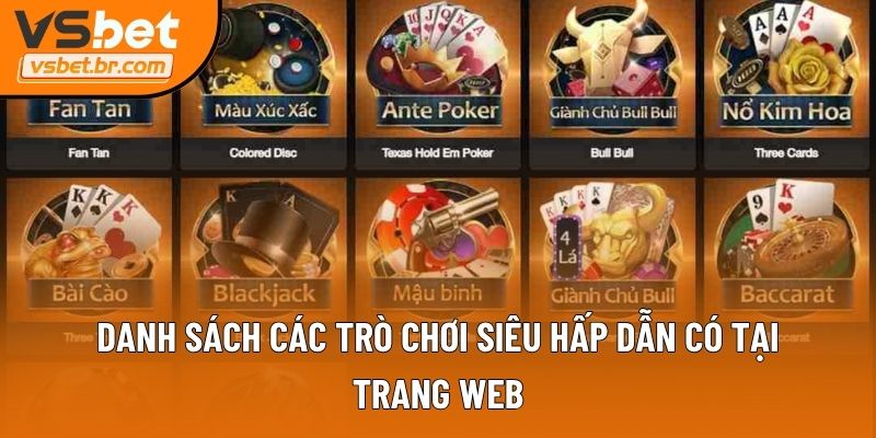 Danh sách các trò chơi siêu hấp dẫn có tại trang web